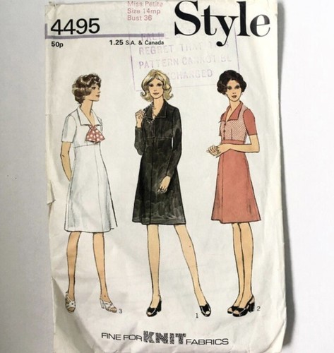 4495 - Style Knit Dresses & Scarf - Size 14 Bust 36 Vintage Sewing Pattern Rare - Picture 1 of 2