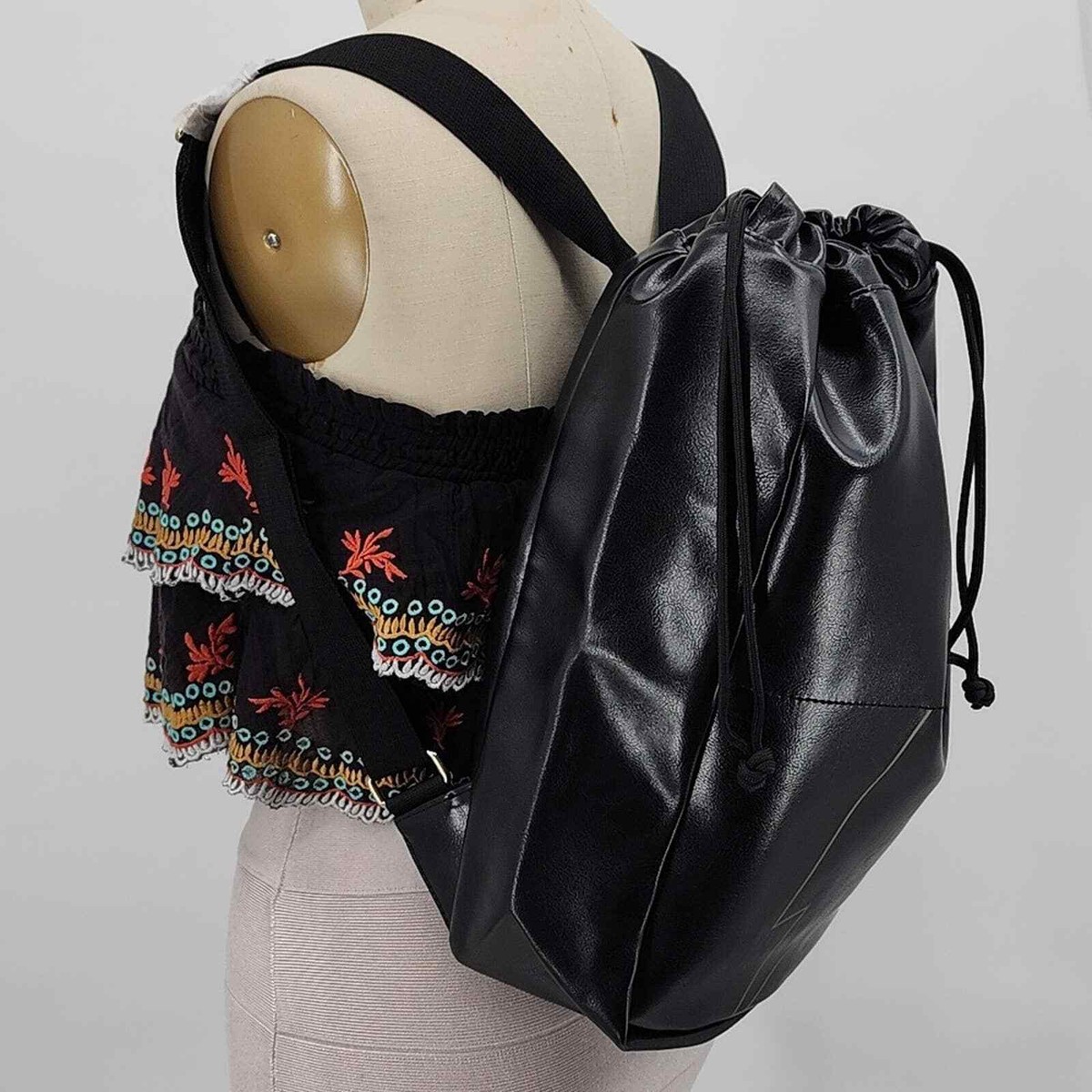 Carolina Herrera Bad Boy Faux Leather Black Drawstring