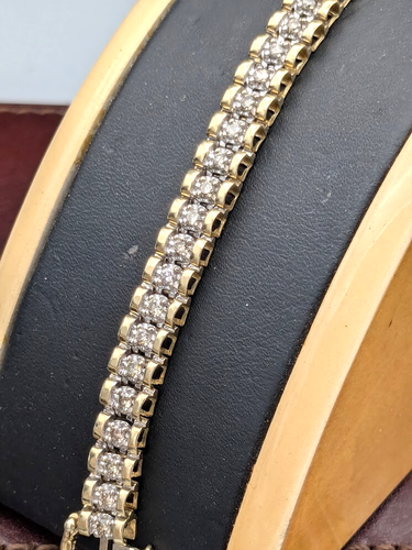 10k Yellow Gold Diamond Tennis Bracelet Approx. 1.5cttw 8.5" Length ~ 13.7g - 第 1/12 張圖片