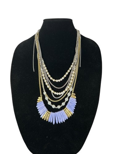 $95 Lucky Brand Statement Layers Necklace 14.5” Southwest Boho Faux Pearls NEW
