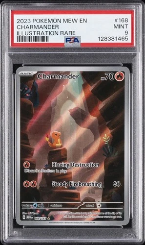 2023 POKEMON MEW EN-151 ILLUSTRATION RARE #168 CHARMANDER PSA 9