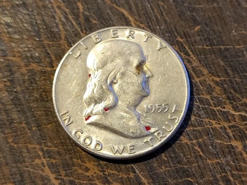 1955-P Silver Benjamin Franklin Half Dollar Coin - 90% Silver - Very Good