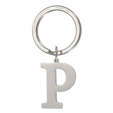Initial Letter Keychain, Men Women A-Z Key Ring, Silver Letter P 