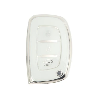 Étui pour Hyundai i10 - Coque TPU silicone argentée clé voiture 3 boutons - Photo 1/4