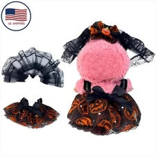 Halloween Dolls Clothes Accessories for Lufufu, 2-piece Pumpkin Dress & Veil Set