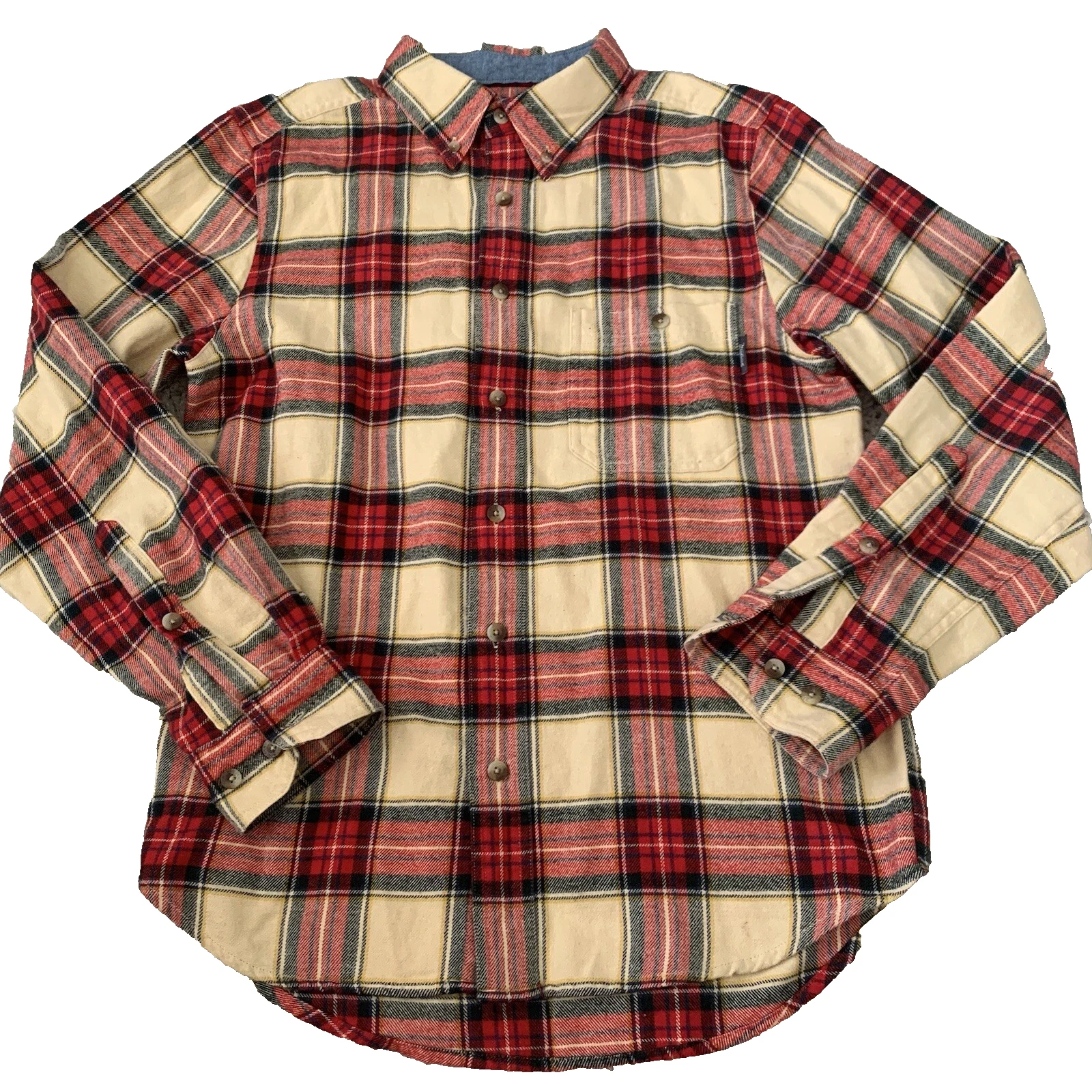 Woolrich Flannel Shirt Mens Sz Medium Tartan Plaid Pocket Outdoors 100% Cotton