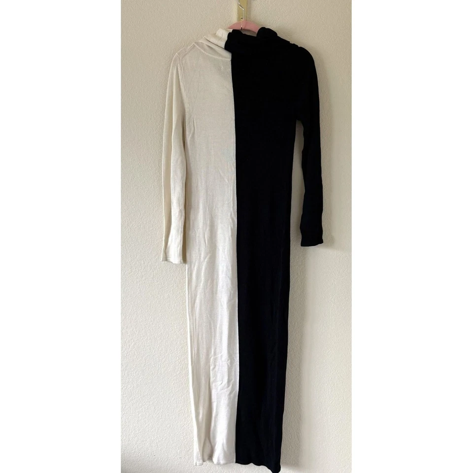 Alice + Olivia Long Sleeve Color Black and White Midi Sweater Wool Blend Dress M - Image 2 of 4