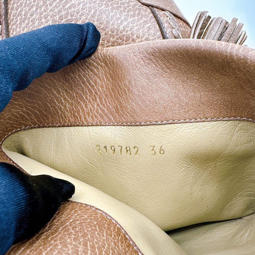 GUCCI Boots Heel Long Leather Brown EU36/US6 107363c thumbnail 17