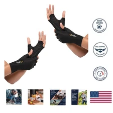 Fingerless Arthritis Gloves for Men & Women | Small, 2 Pairs for Relief