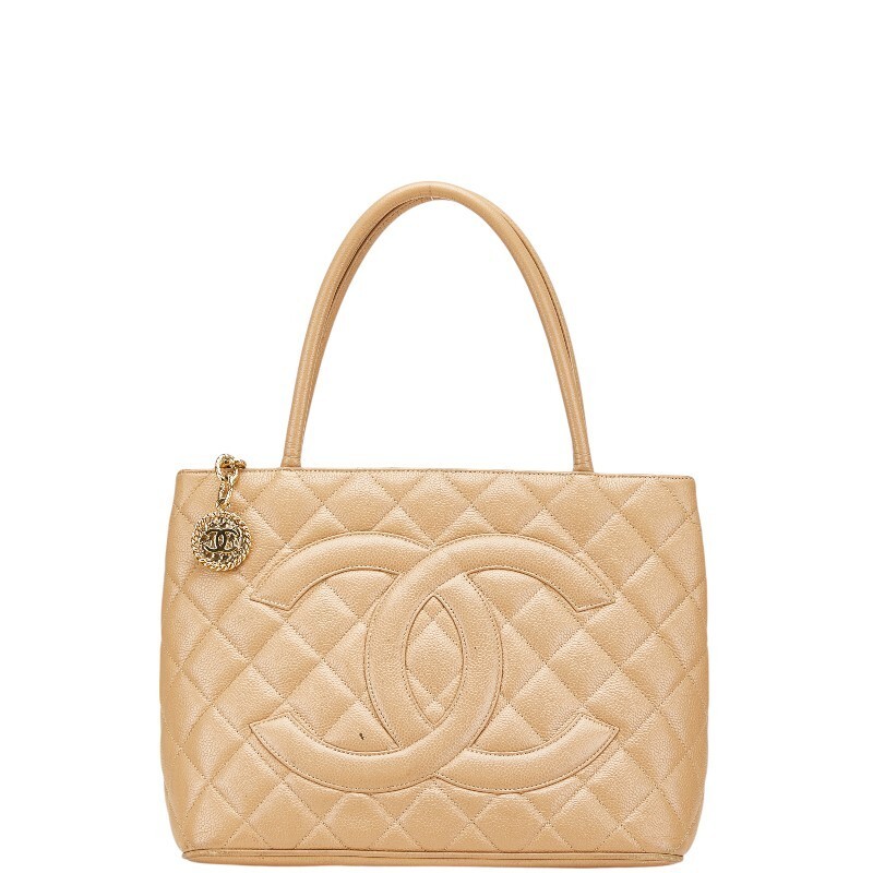 CHANEL Coco Mark Matelassé Reissue Tote Bag in Beige Caviar Leather for Women
