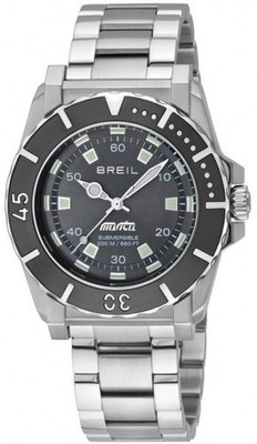 Breil Mens Watch Analogue Quartz TW0734 Silver Stainless Steel Strap Black Dial