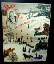 Vintage 1950s Grandma Moses Christmas Greeting Cards Box Empty Box No Cards