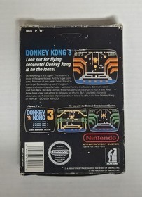 Donkey Kong 3 Nintendo NES 5 Screw Hang Tab Unpunched Complete BLACK BOX CIB