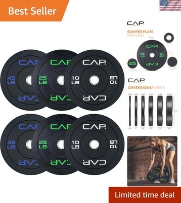 CAP 2-inch Olympic Bumper Plate Weight Set | 100-370 lbs | Multiple Colors | ...