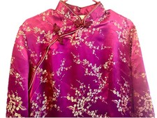 Women  s Blossom Plum Japanese Kimono Sz 49 125 C M 100 Silk Plum  Gold Nice