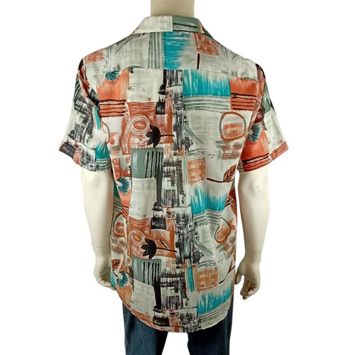 METRO Australia vintage mens size L shirt abstract print 80s retro grandpacore - Picture 4 of 6