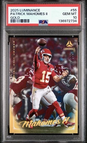 Patrick Mahomes POP 1 GOLD /299 PSA 10 GEM 2025 Luminance Kansas City Chiefs!