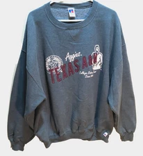 Texas A&M Aggies 1876 NCAA Vintage 90s Big 12 SWC Gray Pullover Sweatshirt 2XL