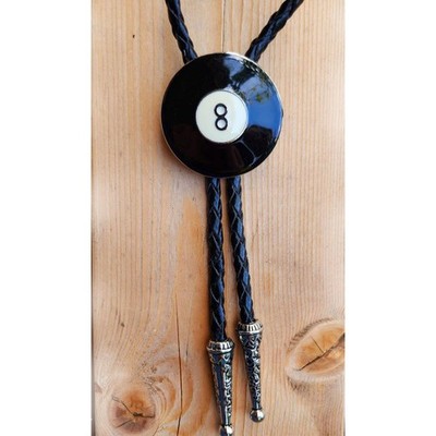 Black Eight 8 Pool Billiards Lucky Ball Billard Cowboy Western Rodeo Bolo Tie