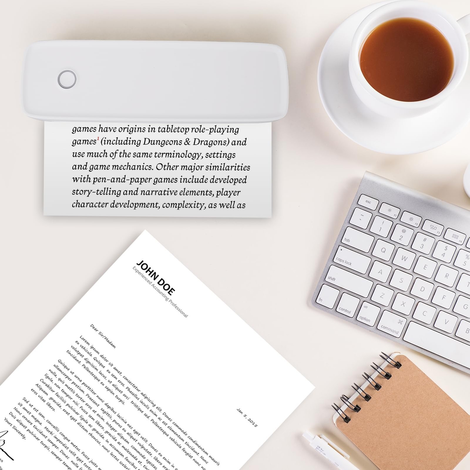 Yosoo Health Gear Portable Printer Long Standby Light, HD Printing Technology,