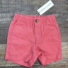 NEW Janie Jack Shorts Boys Linen Cotton Pink Sz 6-12 Months 42