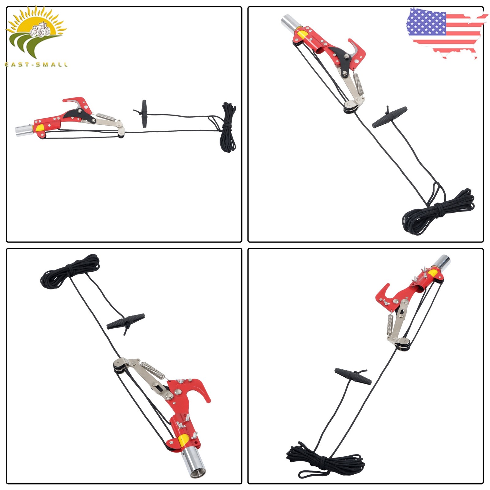 Pole Hook Knife Yellow Manual Pole Saw Extendable Tree Pruner 30 FT Fiberglass