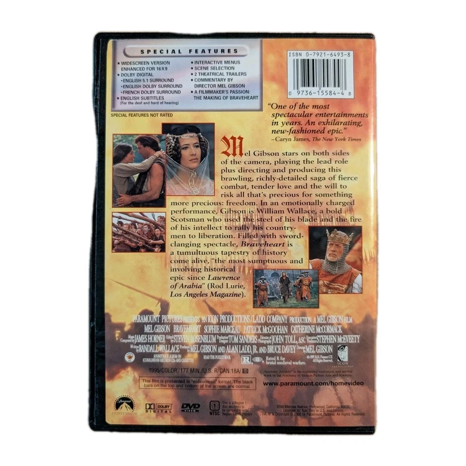 Braveheart (DVD, 2000, Widescreen) - Image 3 of 3