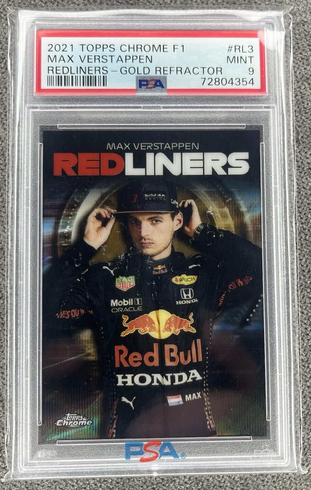 2021 Topps Chrome Formula 1 - F1 Racers Max Verstappen #48 Gold Refractor PSA 9 view 1