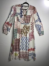 Daniel Rainn Anthropologie Dress S Western Patchwork V Neck Boho
