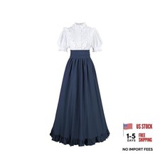 Womens Victorian Dress 2 Piece 1800s Edwardian Costume Vintage X-Large Blue