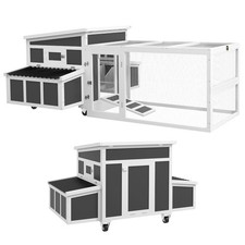 PawHut Wooden Chicken Coop with Nesting Box for 6 Chickens, Dark Gray