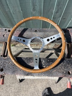 classic car steering wheel from a mgb