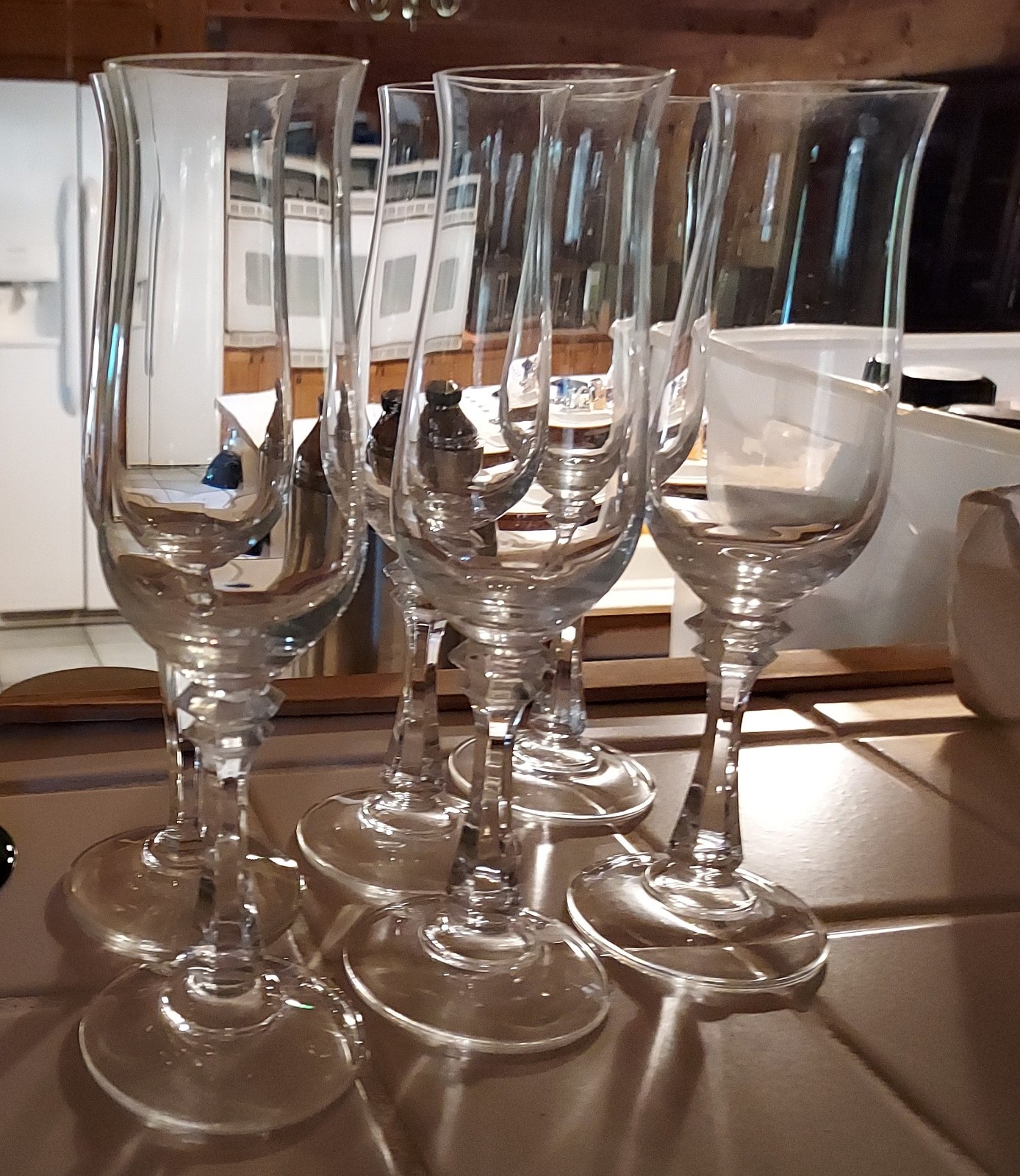 Vintage "Ardmore" clear crystal champagne flutes, by Mikasa