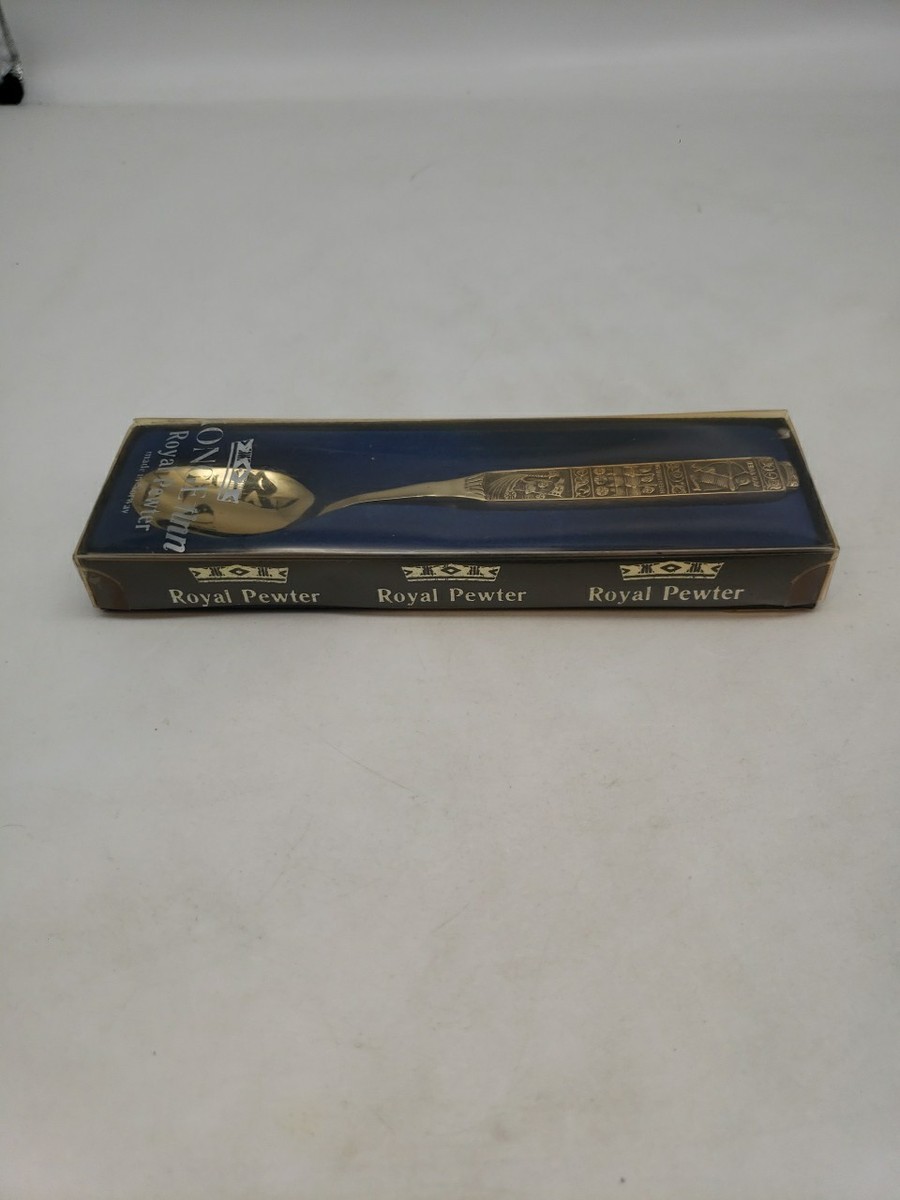 Vintage Konge Tinn Norwegian Pewter Spoon w/ Box - 11593 Teskje 1