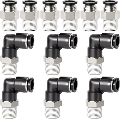 Elbow and Straight Combination 1/4 Inch Tube OD X 1/8 Inch NPT Thread Push to Co