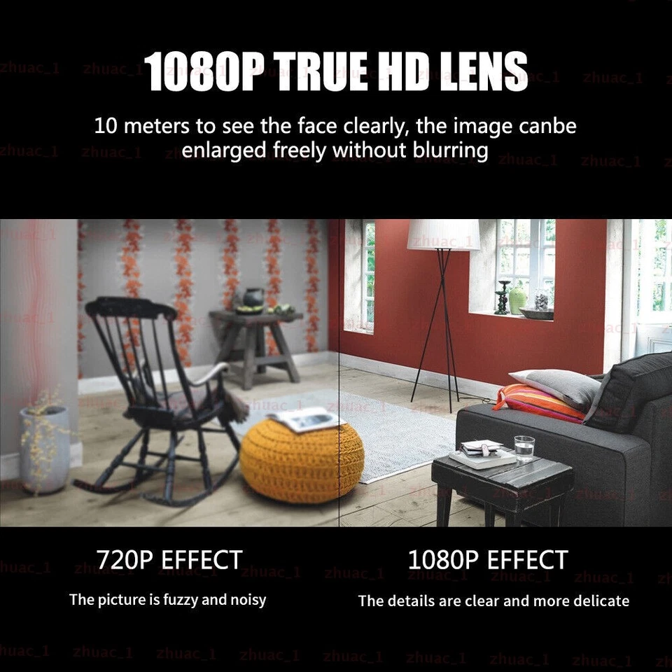 MINI IP KAMERA 1080P WIRELESS WLAN WIFI CAMERA ÜBERWACHUNGKAMERA IR CAM HD NEU - Bild 3 von 4