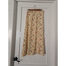 Vintage 90s F.T. Studio Floral Maxi Skirt - Yellow  Purple Pastel - Size 10