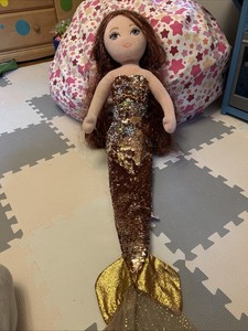 XL 36” Rare TY Ginger Mermaid With Sequins Gold Shimmer 2019