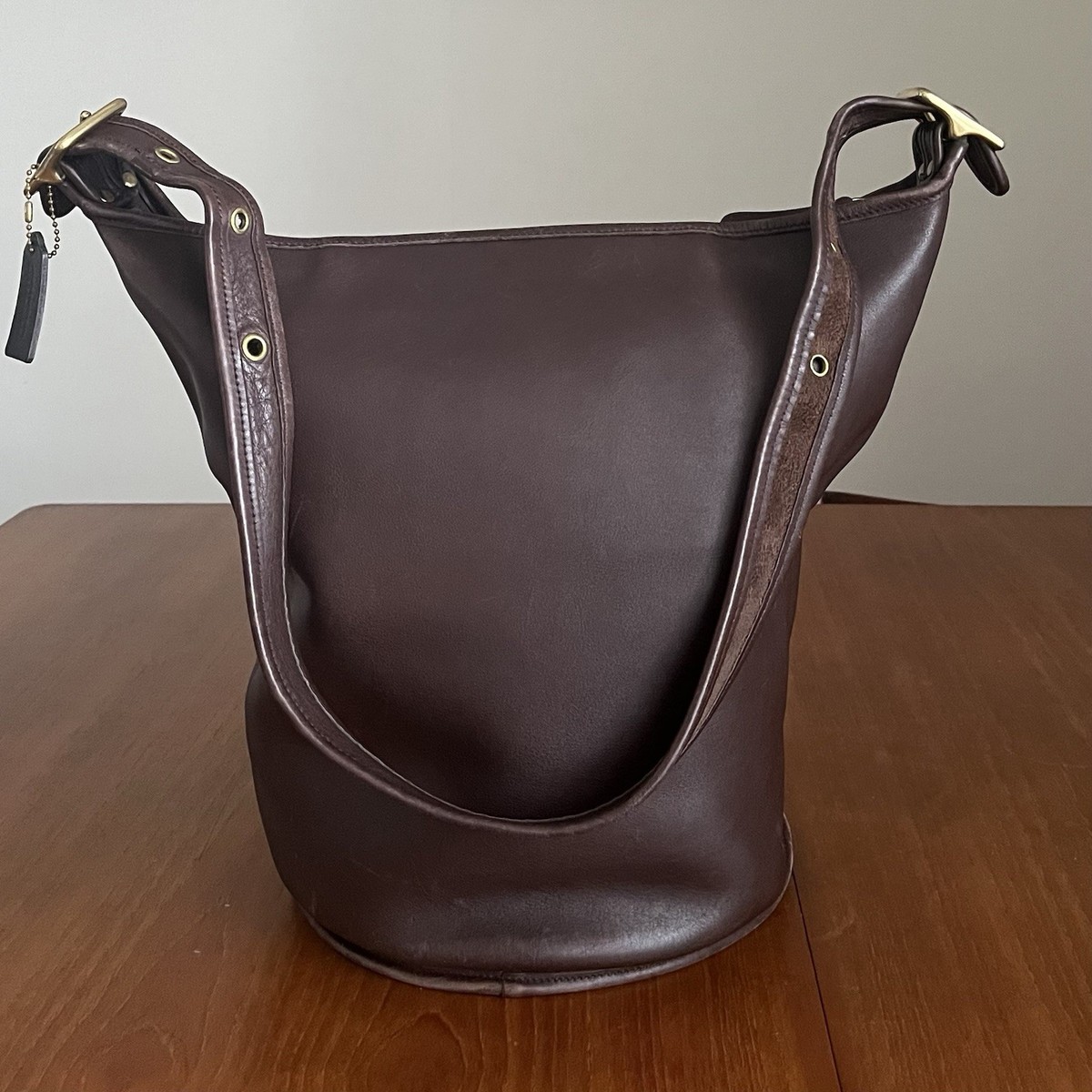 Vintage COACH 9085 Duffle Bucket Feed Bag Sac Mahogany Dark Brown