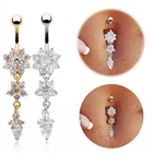 Belly Bars Button Piercing Bar Dangle Navel Body Jewellery Gem Ring Silver Gift