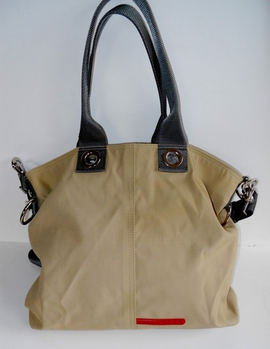 AUTH PRADA SPORT KHAKI-BEIGE NYLON 2-WAY GROMMETS SHOULDER BAG- ITALY- NEAR MINT - Foto 2 di 11