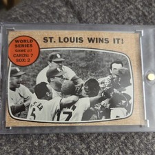 Topps 1967 World Series Game #7 St. Louis Wins It! #157 Baseball Card Error Cut