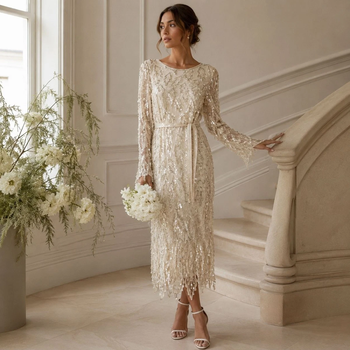 Ivory Art Deco 1980s Vintage Dresses for Women for sale