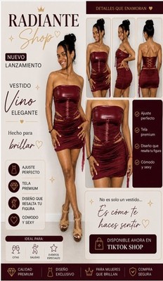 Radiante Shop Strapless Corset Ruched Mini Dress S Burgundy Faux Leather