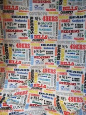 N.T.T. INC.  NFL   FOOTBALL ALL  TEAMS  NAMES   COTTON FABRIC VTG. 1994  SBTYX59