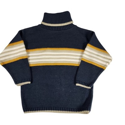 Marks & Michael Vintage Navy Blue Striped Turtleneck Sweater Kids Size 4T USA