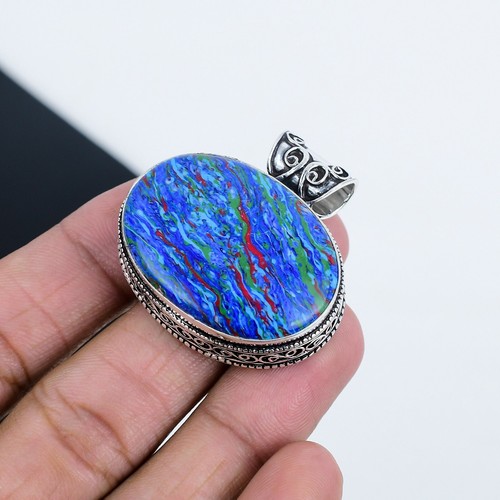 Arcobaleno Calsilica Gemma Fatto a Mano 925 Pendente Argento Sterling Per Amore - Foto 3 di 4