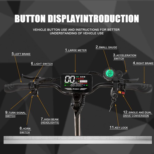 5600W 60V 27AH Foldable Electric Scooter Adult Dual Motor 11in Off-Road Tire I0 - Picture 9 of 21
