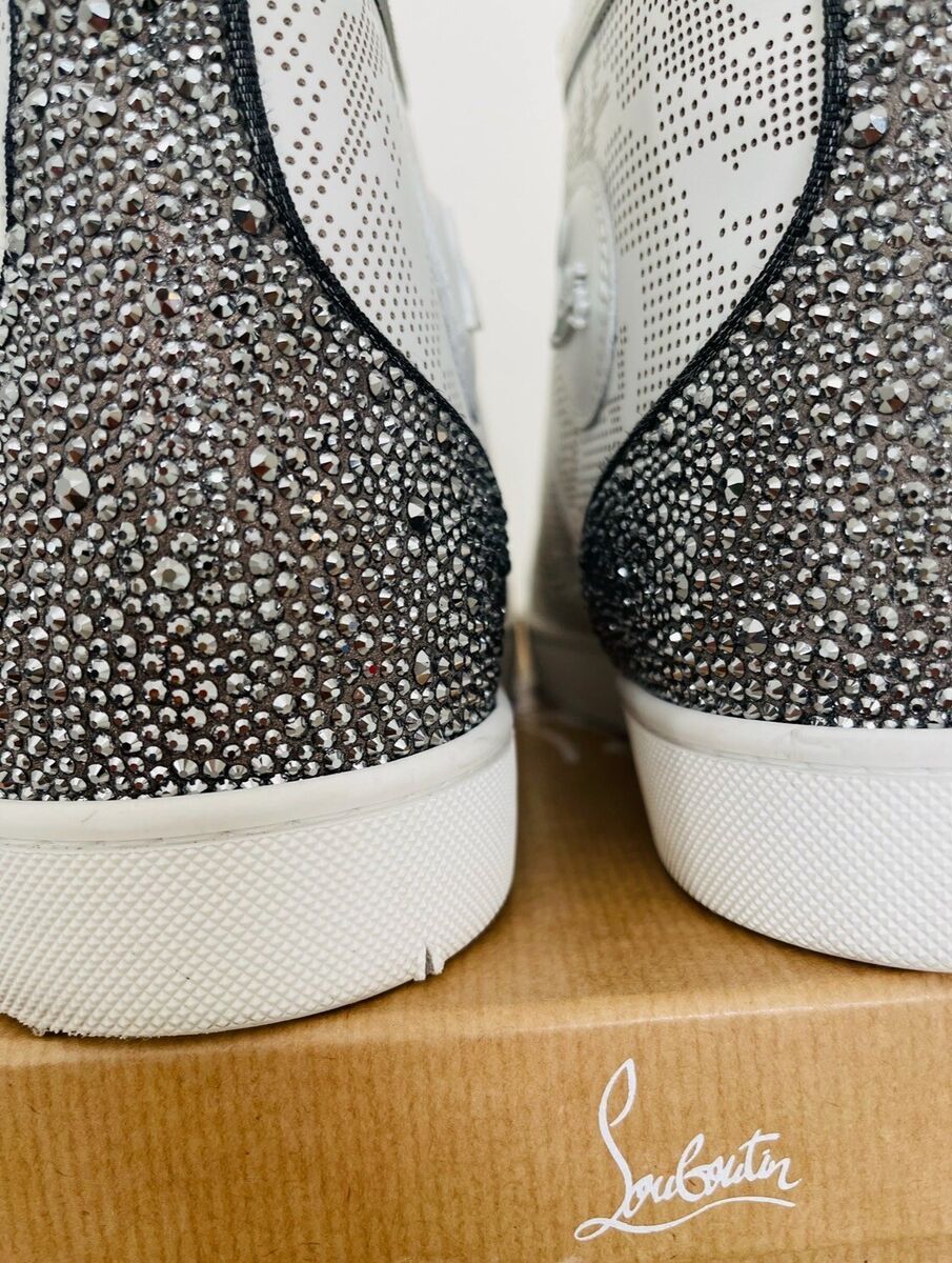 Christian Louboutin Men's White Louis Sp Strass High Top Christian Louboutin Men's White Louis Sp Strass High Top