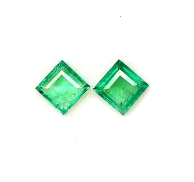 4.50 mm Certified Natural Emerald Square Cut Pair 0.98 Cts Untreated Loose Gems